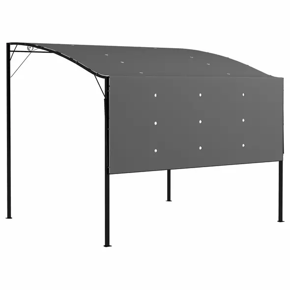 Outsunny 3 x 2.5m Patio Metal Gazebo Door Window Awning Wall Mount Metal Outdoor Shelter Charcoal Grey - 1