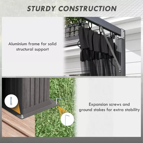 Outsunny 3 x 3m Aluminium Frame Pergola, with Retractable Roof - Dark Grey - 6