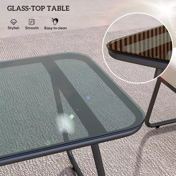 Outsunny Four-Piece Rattan Strong Panel Outdoor Sofa Set - Natural - 8