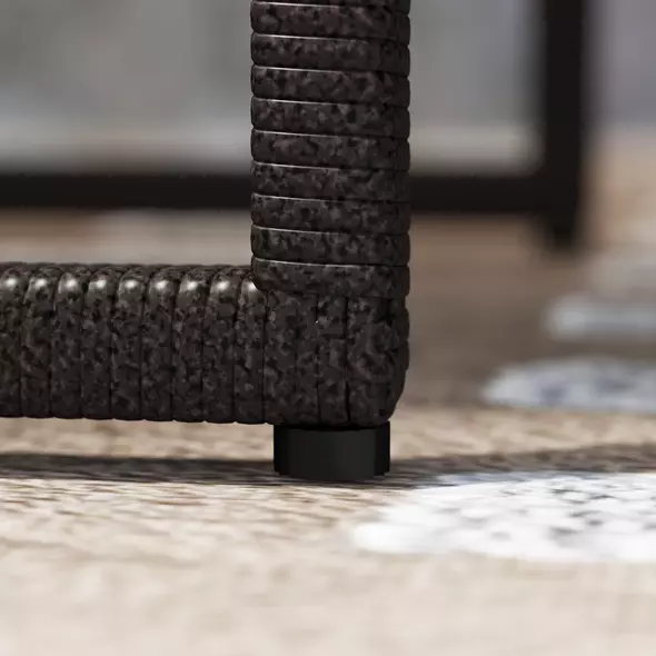 Outsunny 3 Pieces Rattan Bistro Set with 4 Cushions, Wicker Garden Furniture Set, Glass Top Coffee Table and Chairs for Outdoor Patio, Balcony, Terrace and Conservatory, Brown - 8