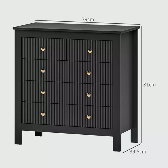 HOMCOM Elegant Chest of Five Drawers - Black - 3