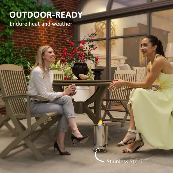 Outsunny Smokeless Fire Pit, 16 x 16 cm Stainless Steel Portable Wood Burning Firepit with Poker, Wood or Pellet Fuelled Tabletop Fire Pit for Garden Camping Bonfire Party, Silver Tone - 6