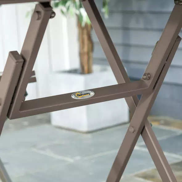 Outsunny 3 Piece Foldable Garden Bistro Set Patio Furniture Set with Table and 2 Chairs for Conservatory Balcony Terrace, Grey - 8