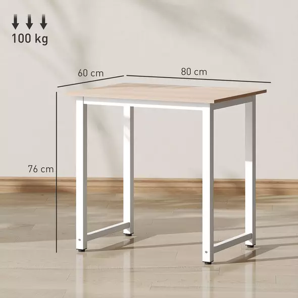 HOMCOM Computer Desk, Writing Table, 80 x 60 x 76cm Workstation for Home Office, Study with Metal Frame, Simple Assembly, White - 3