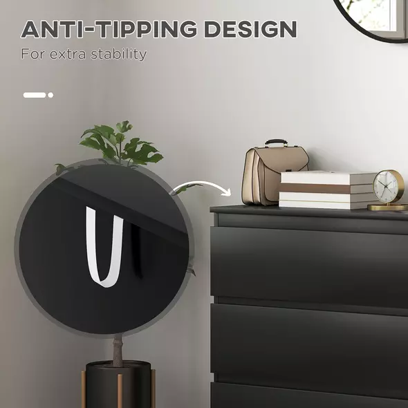 HOMCOM Chest of Three Drawers - Black - 6