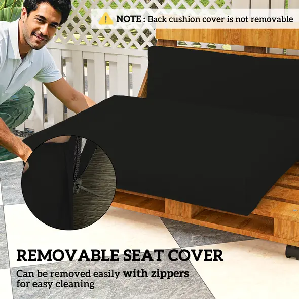 Outsunny Two Piece Seat Pallet and Back Cushions - Black - 6