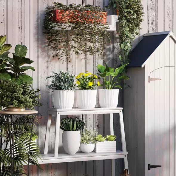 Outsunny Set of Three Ф22cm Planters - White - 8