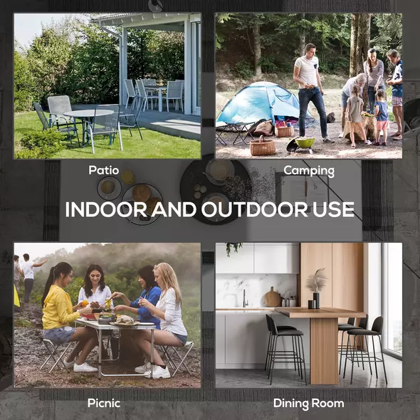 Outsunny Folding Garden Table, 180 x 75cm Rectangular HDPE Outdoor Picnic Table for 6, Metal Frame for Patio, Park, White - 6