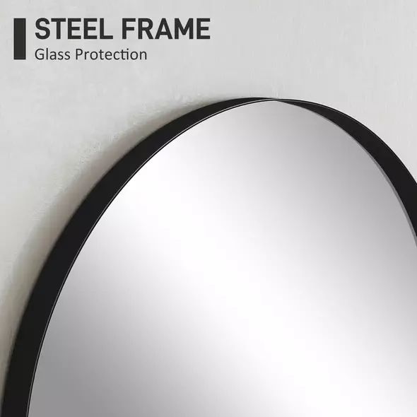 HOMCOM 60 x 90cm Arched Home Mirror - Black - 4