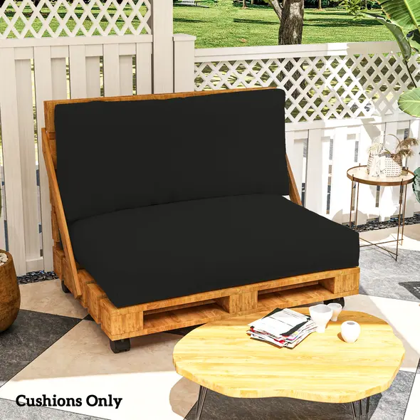 Outsunny Two Piece Seat Pallet and Back Cushions - Black - 8