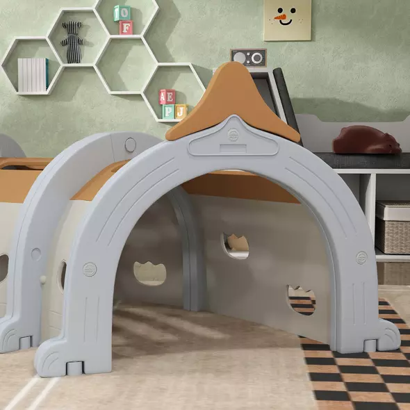 AIYAPLAY Monkey-Design Kids Play Tunnel for Crawling, Climbing, for ages 3-6 Years, Brown - 8