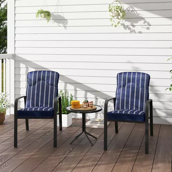 Outsunny Three-Piece Reclining Chair Set - Blue - 8
