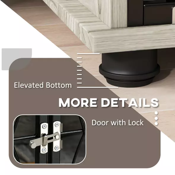 PawHut Dog Crate Furniture End Table w/ Plush Washable Cushion, Lockable Door, for Large Dogs - 7