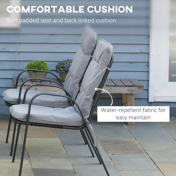 Outsunny Seven-Piece Garden Dining Set with Cushions - Grey - 6