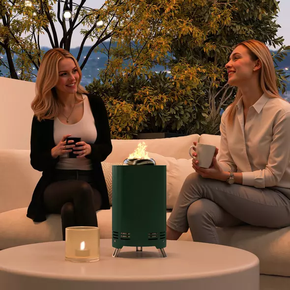 Outsunny Smokeless Fire Pit, 16 x 16 cm Stainless Steel Portable Wood Burning Firepit with Poker, Wood or Pellet Fuelled Tabletop Fire Pit for Garden Camping Bonfire Party, Green - 2