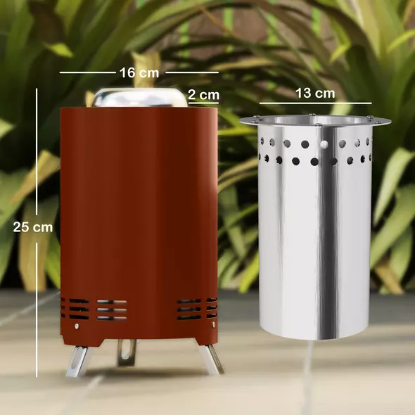 Outsunny Smokeless Fire Pit, 16 x 16 cm Stainless Steel Portable Wood Burning Firepit with Poker, Wood or Pellet Fuelled Tabletop Fire Pit for Garden Camping Bonfire Party, Red - 3