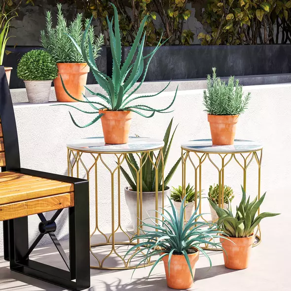 Outsunny Round Coffee Table Set of 2, Modern Nesting Tables with Ceramic Tile Top, Small End Tables, Indoor Outdoor Side Table with Metal Frame for Living Room, Bedroom, Patio, Balcony, Multicoloured - 9