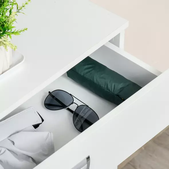 HOMCOM Shoe Cabinet, Slim Shoe Storage Cabinet with Drawer, 2 Flip-up Doors and Adjustable Shelf, Narrow Shoe Cupboard for 16 Pairs of Shoes for Entryway, Hallway, White - 8