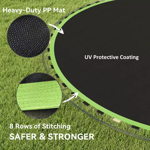 SPORTNOW Trampoline Replacement Mat with Spring Pull Tool, 54 V-Hooks, for 10ft Trampoline using 14cm Springs, Green - 5