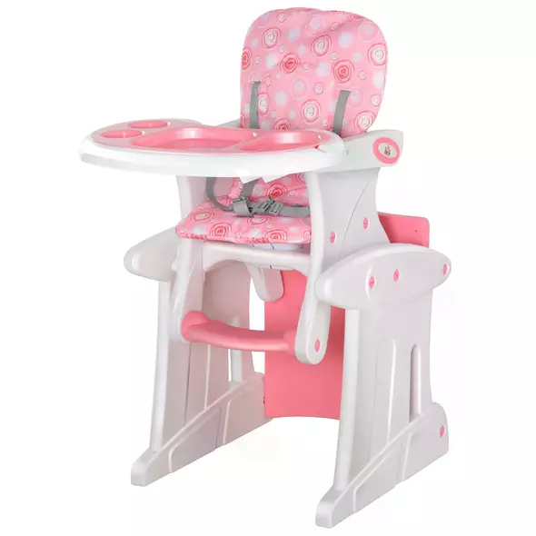 HOMCOM HDPE 3-in-1 Baby Booster High Chair Pink - 1