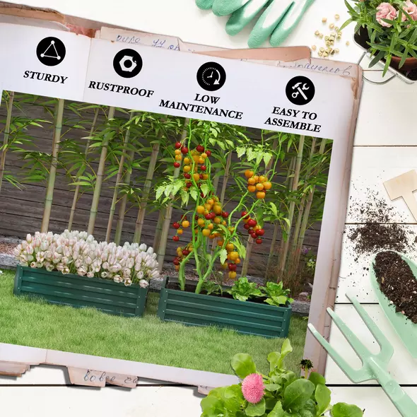 Outsunny Set of Two 110 x 65cm Steel Planter Boxes - Green - 7