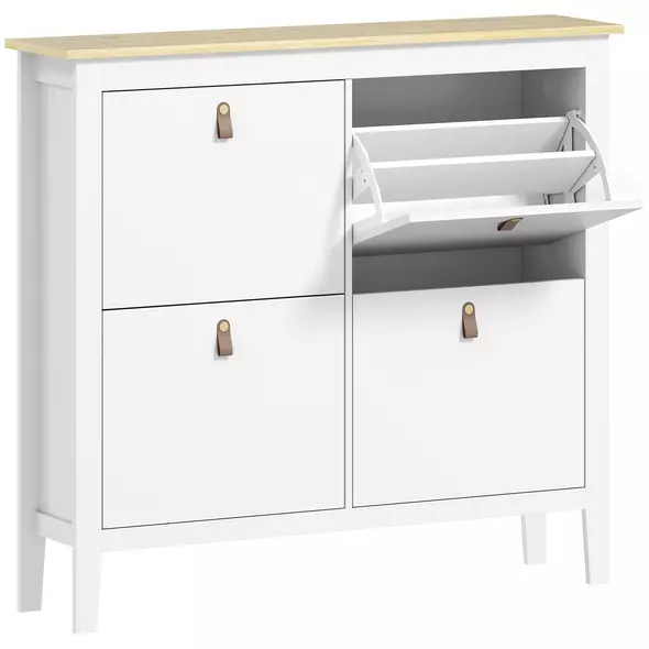 HOMCOM Modern Four-Drawer Shoe Cabinet - White - 1