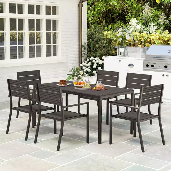 Outsunny Seven-Piece Outdoor Dining Set - Brown - 2