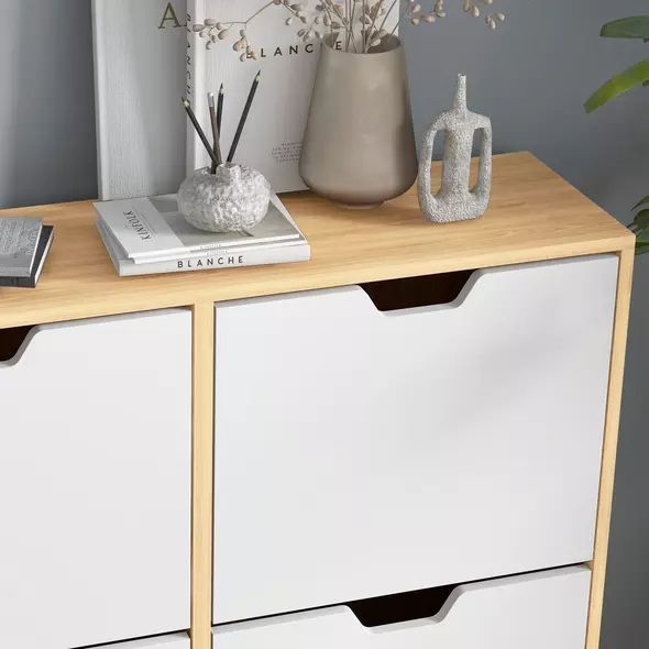 HOMCOM Shoe Storage Cabinet, 4 Flip Drawers, Shoe Organizer for 8-16 Pairs of Shoes, Natural - 8