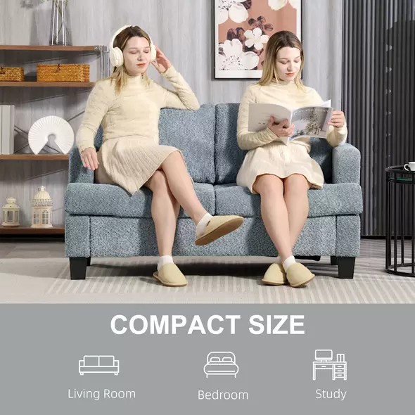 HOMCOM Two-Seater Chenille Sofa - Light Grey - 6