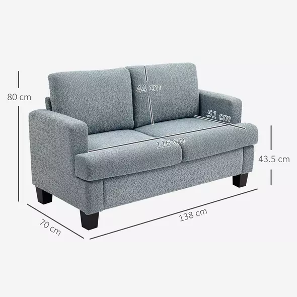 HOMCOM Two-Seater Chenille Sofa - Light Grey - 3