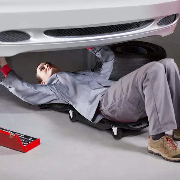 DURHAND Mechanic Vehicle Creeper, Under-Car Rolling Crawler Board, with Headrest, Wheels, Black - 2
