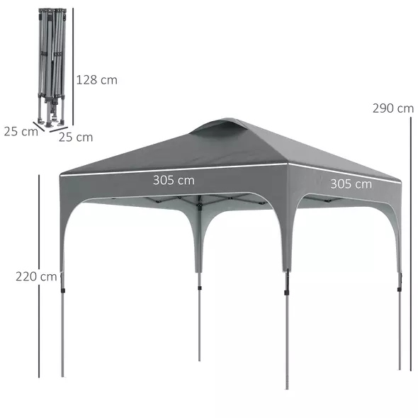 Outsunny 3 x 3(M) Pop Up Gazebo, UPF 50+ Foldable Canopy Tent with Wheeled Carrybag, 4 Leg Weight Bags, Height Adjustable Marquee Shelter 1 person easy setup for Outdoor Garden Patio Party, Dark Grey - 3