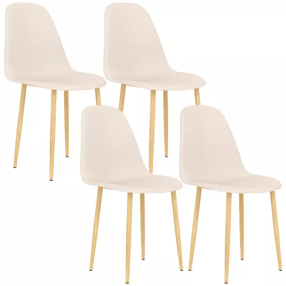 HOMCOM Modern Dining Chairs Set of 4, Kitchen Chairs with Backrest and Steel Legs for Dining Room, Living Room, Khaki - 1