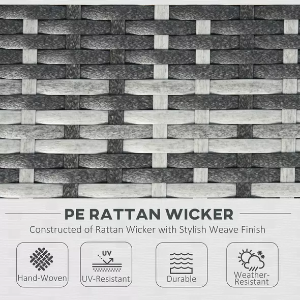 Outsunny 6 PC Rattan Sofa Coffee Table Set Sectional Wicker Weave Furniture for Garden Outdoor Conservatory w/ Pillow Cushion Grey - 4