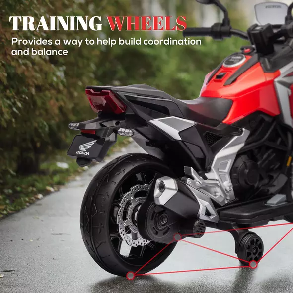 AIYAPLAY 12V Honda Licensed Kids Electric Motorbike w/ Music, Safety lights, Early Education Function, for Ages 3-6 Years, Red - 6