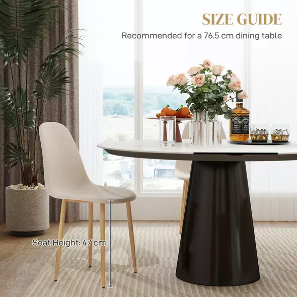 HOMCOM Modern Dining Chairs Set of 4, Kitchen Chairs with Backrest and Steel Legs for Dining Room, Living Room, Khaki - 7