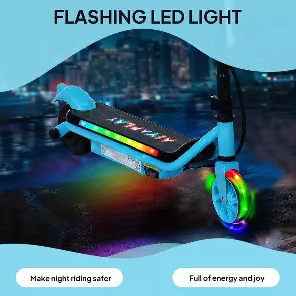 AIYAPLAY Electric Scooter for Kids Aged 6-14 Years, with Colourful Lights, Blue - 4