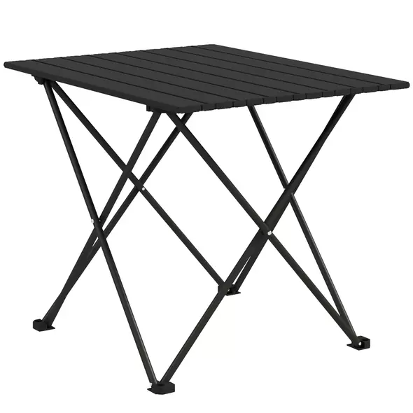 Outsunny Folding Camping Table, Lightweight Metal Picnic Table with Carry Bag, Foldable Table for Outdoor Camping, Picnic, Hiking, BBQ, Fishing, Black - 1