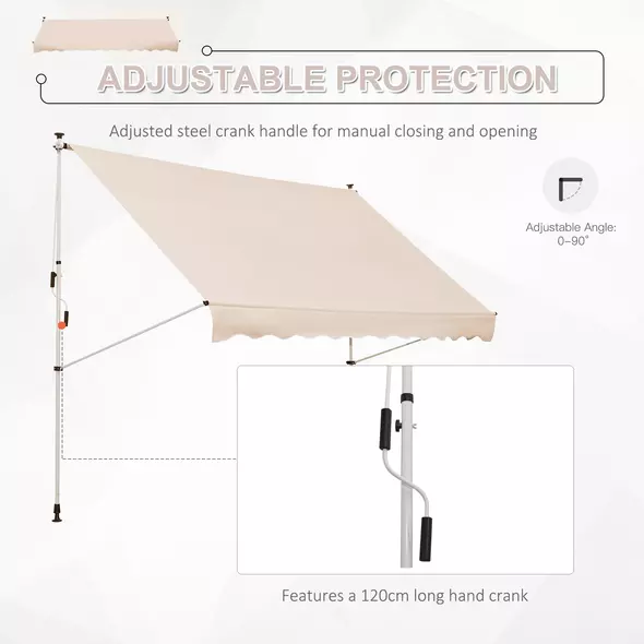 Outsunny 3x1.5m  Adjustable Outdoor Aluminium Frame Awning Beige - 5