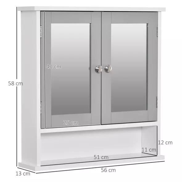 kleankin Bathroom Wall Storage Cabinet - Grey - 3