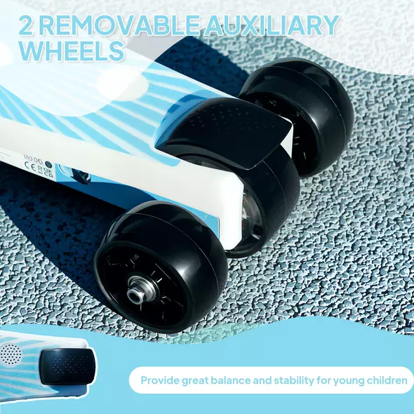 AIYAPLAY Electric Scooter for Kids Aged 4-7 Years, with Flashing LED Lights, Rear Auxiliary Wheels, Blue - 4