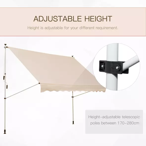 Outsunny 3x1.5m  Adjustable Outdoor Aluminium Frame Awning Beige - 7