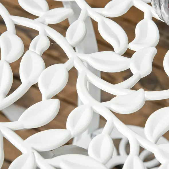 Outsunny 3 Pcs Aluminium Bistro Set Garden Furniture Dining Table Chairs Antique Outdoor Seat Patio Seater White - 7