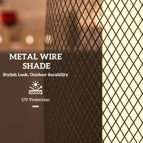 Outsunny Garden Solar Lamp, 71.5 cm Tall Metal Floor Lamp, Auto On/Off LED Solar Garden Light with Metal Wire Shade, IP44 for Outdoor, Porch, Pathway, Terrace, Black - 6