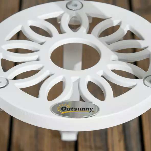 Outsunny 3 Pcs Aluminium Bistro Set Garden Furniture Dining Table Chairs Antique Outdoor Seat Patio Seater White - 8