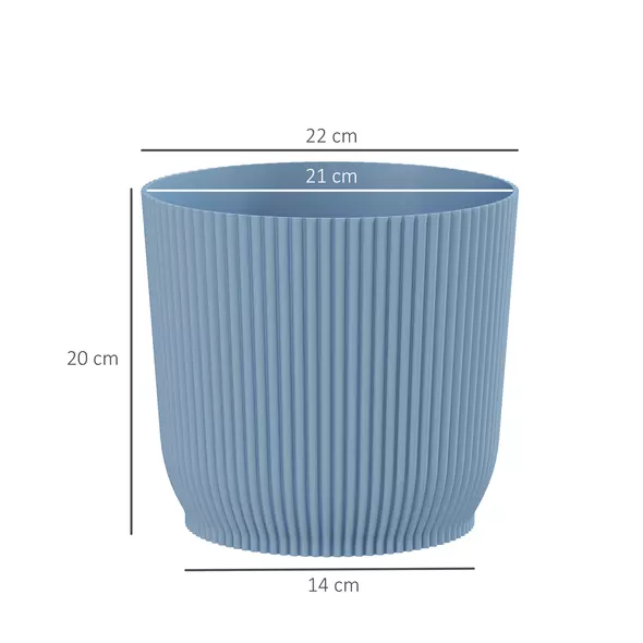 Outsunny Set of Three Ф22cm Planters - Blue - 3