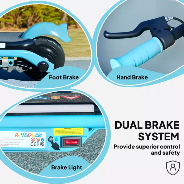 AIYAPLAY Electric Scooter for Kids Aged 6-14 Years, with Colourful Lights, Blue - 5