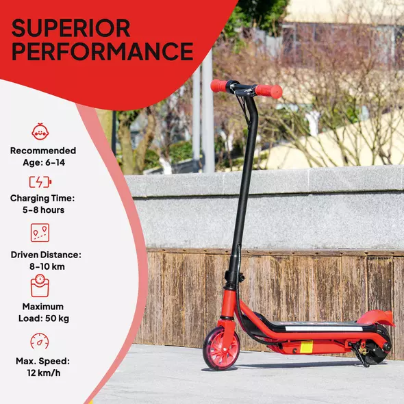 AIYAPLAY Electric Scooter for Kids Aged 6-14 Years, with Colourful Lights, Red - 7