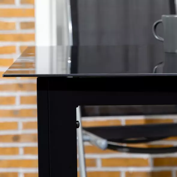 Outsunny Outdoor Dining Table for 6, Aluminium Rectangular Garden Table with Tempered Glass Tabletop for Yard, Patio, Black - 7