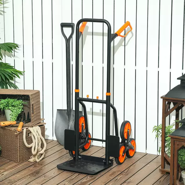 DURHAND Six-Wheel Folding  Sack Barrow Trolley - Black/Orange - 2